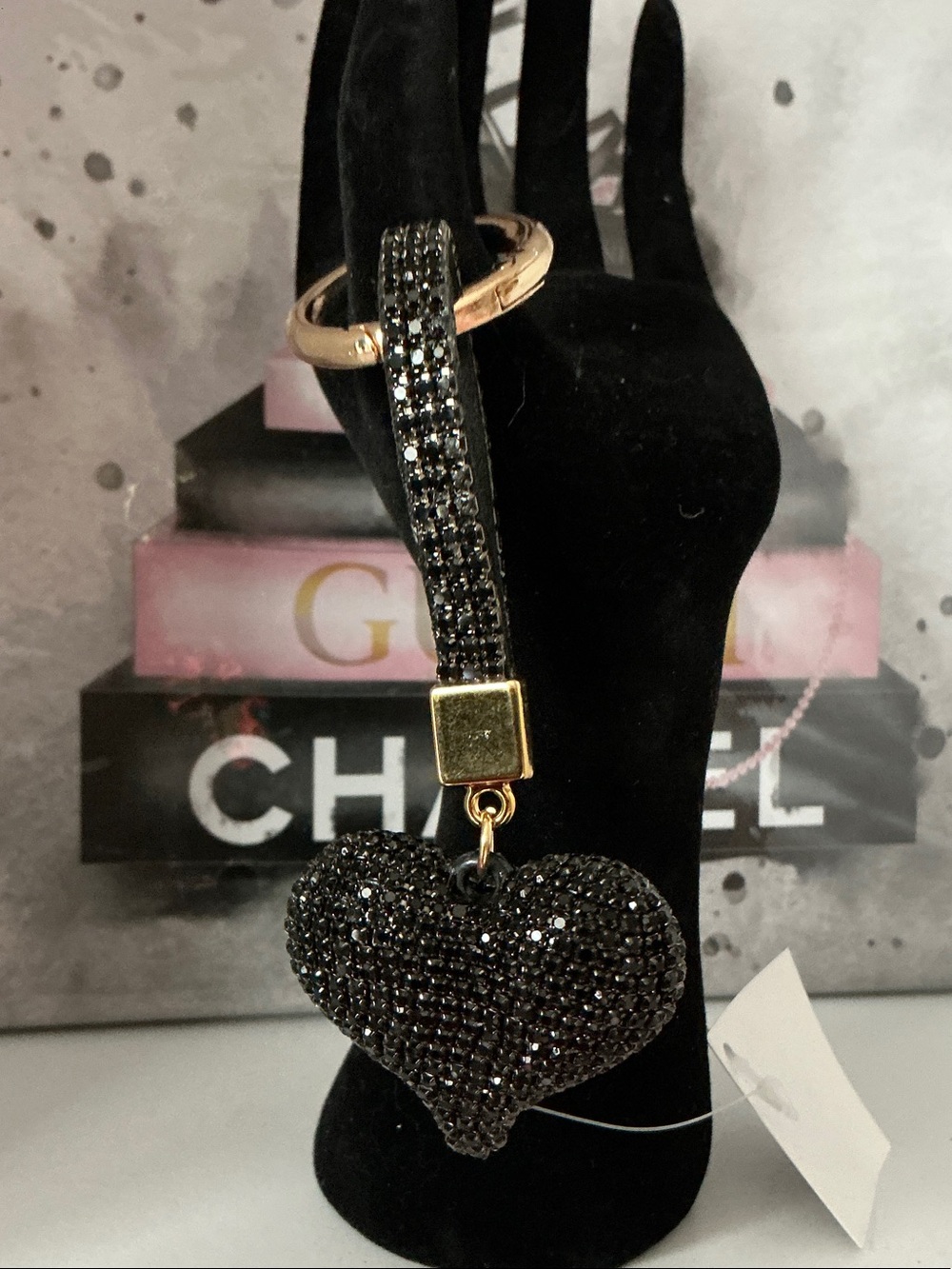Crystal Heart Charm Keychain/Bag Charm Black